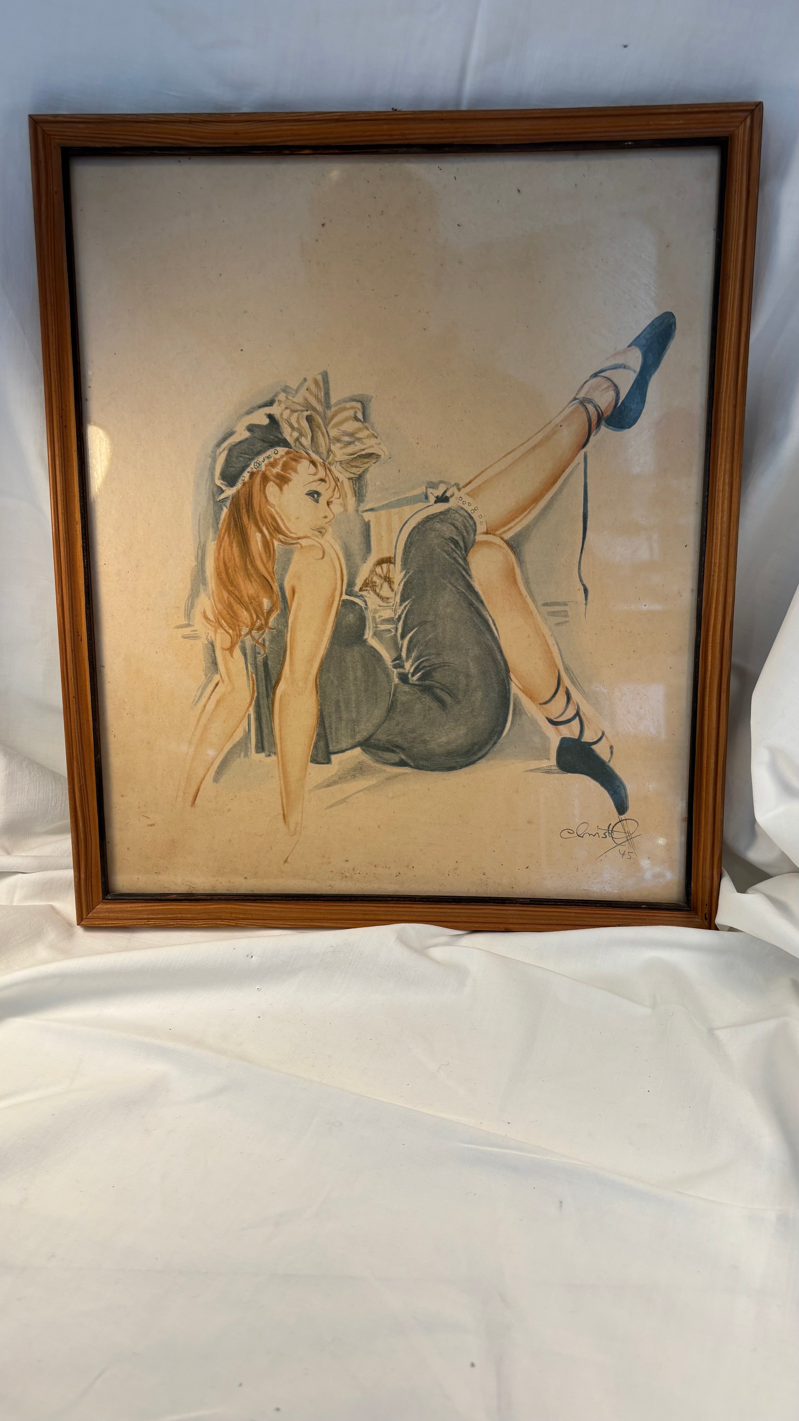 Vintage pin-up billede af rødhåret pige
