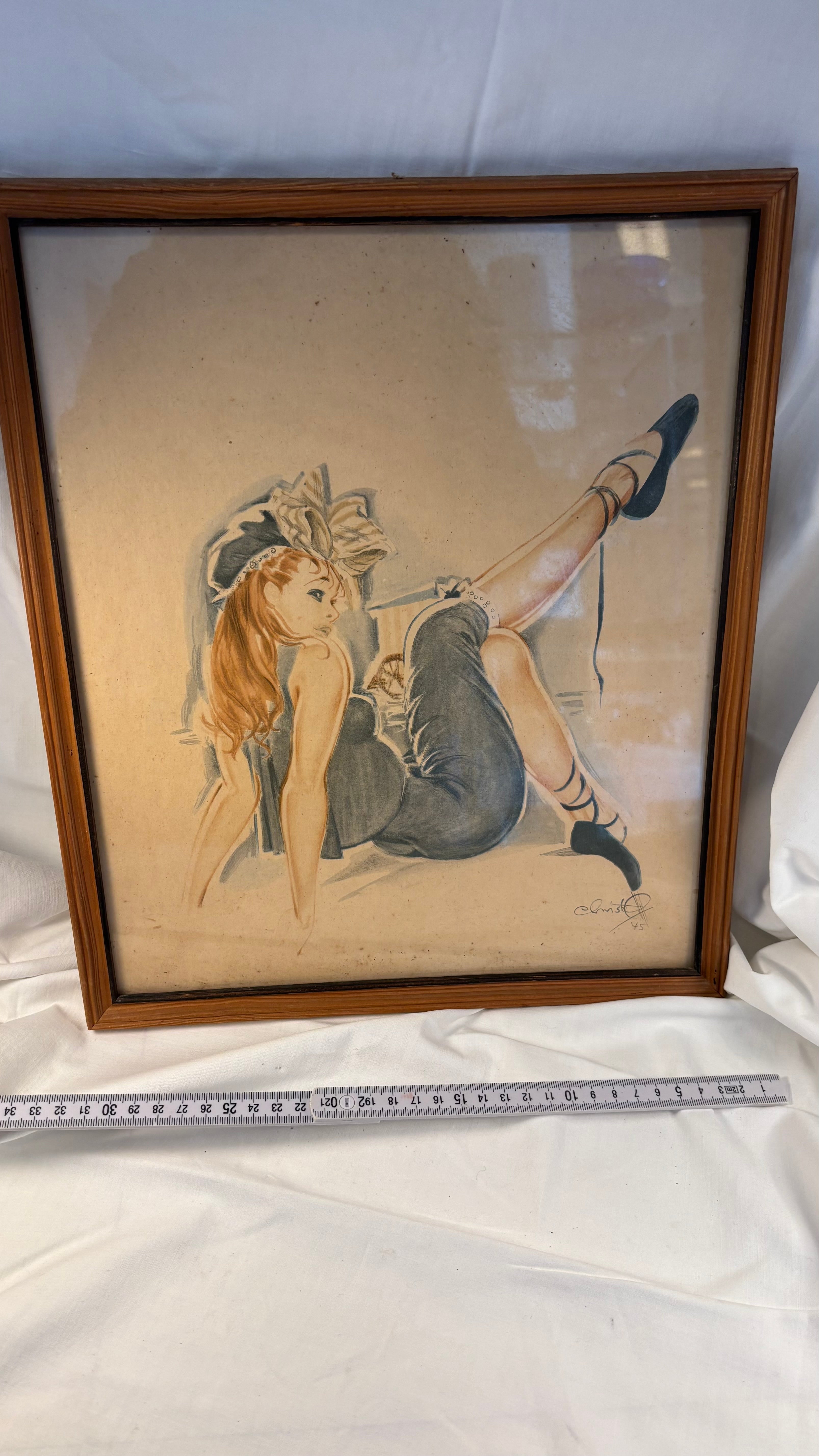 Vintage pin-up billede af rødhåret pige