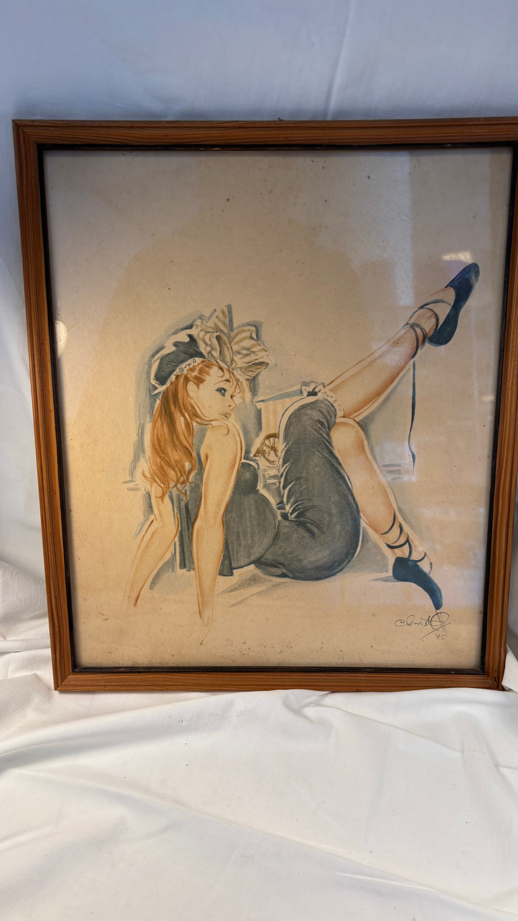 Vintage pin-up billede af rødhåret pige