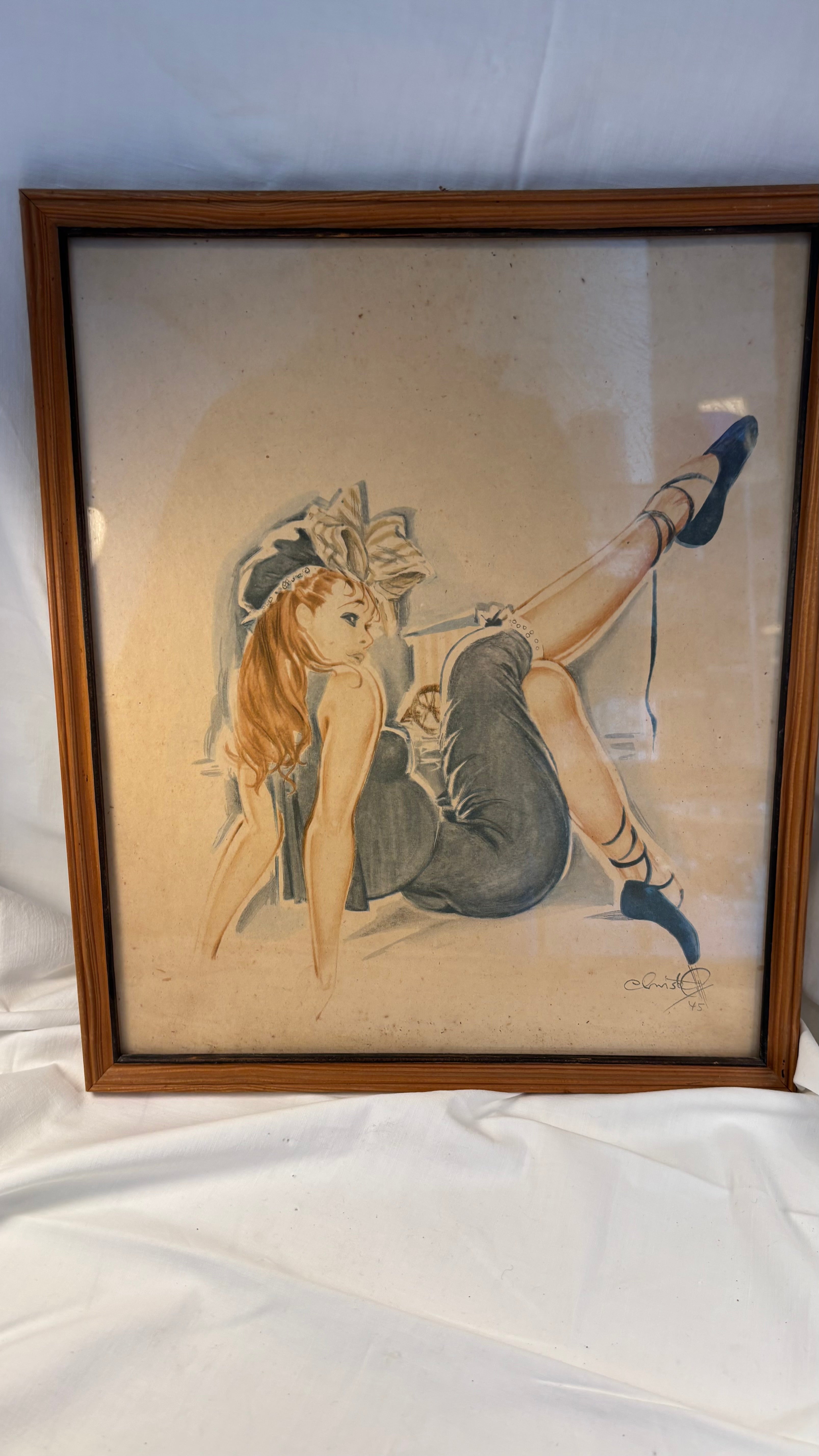 Vintage pin-up billede af rødhåret pige