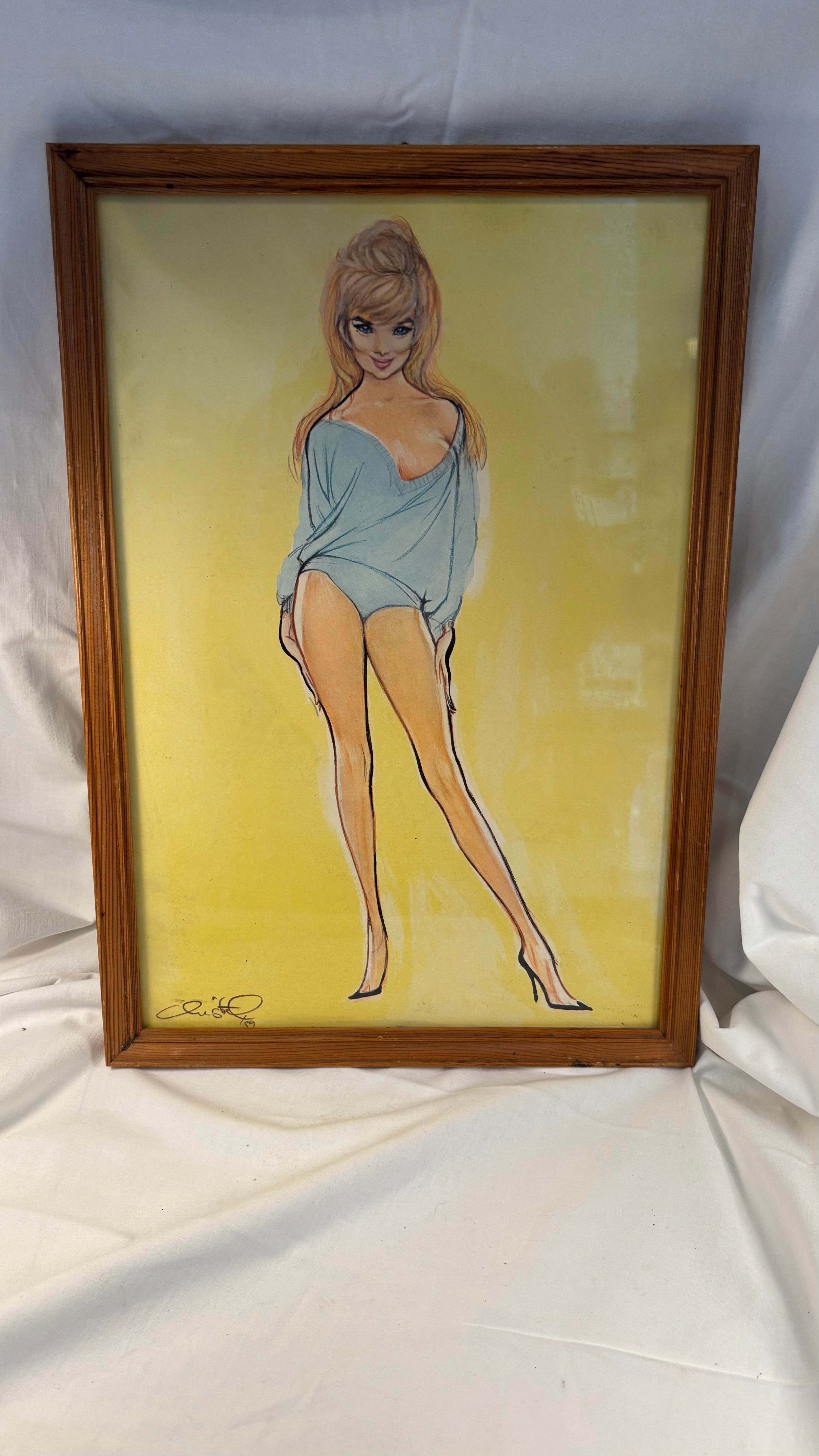 Vintage pin-up billede af lyshåret pige