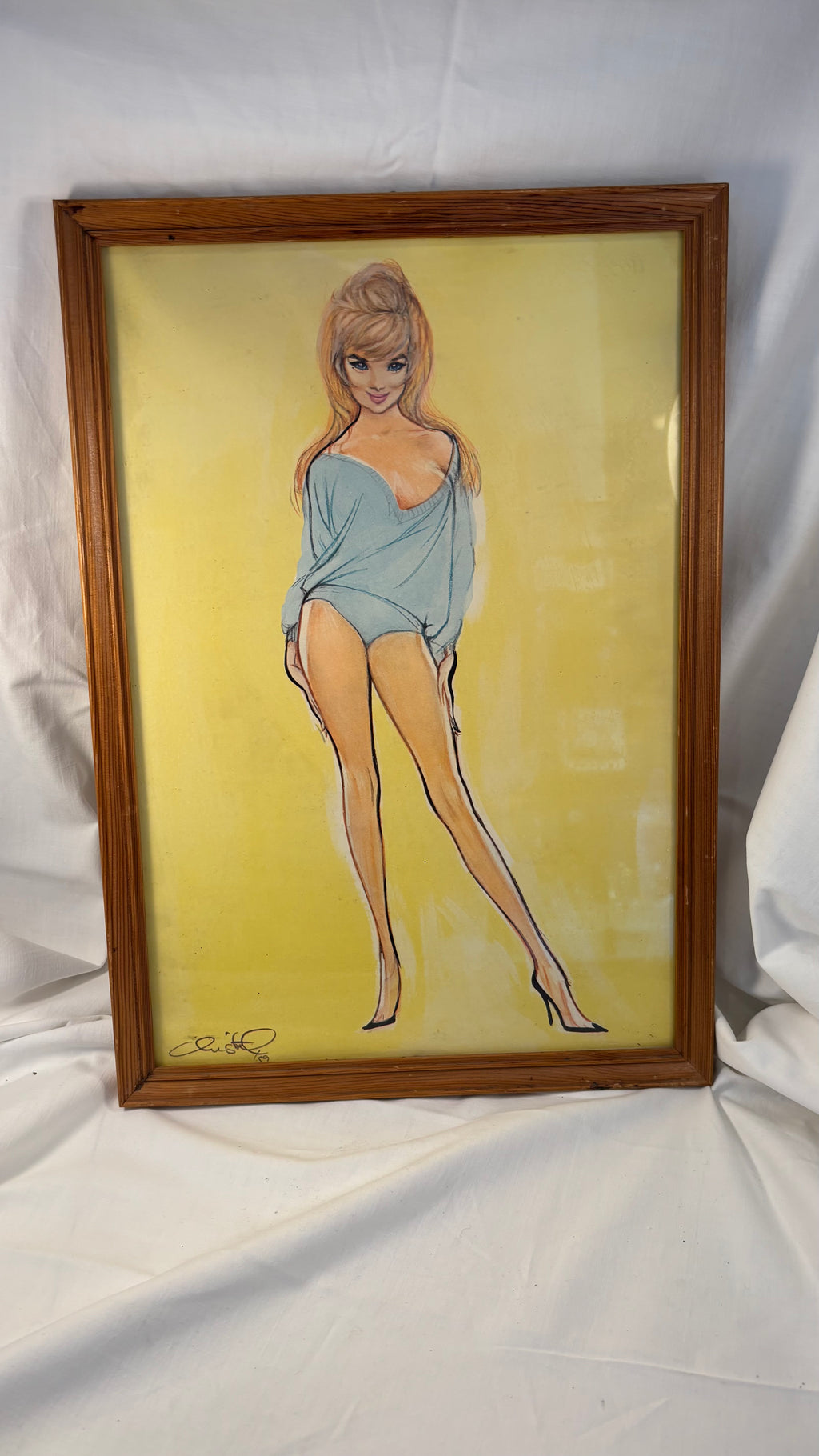 Vintage pin-up billede af lyshåret pige