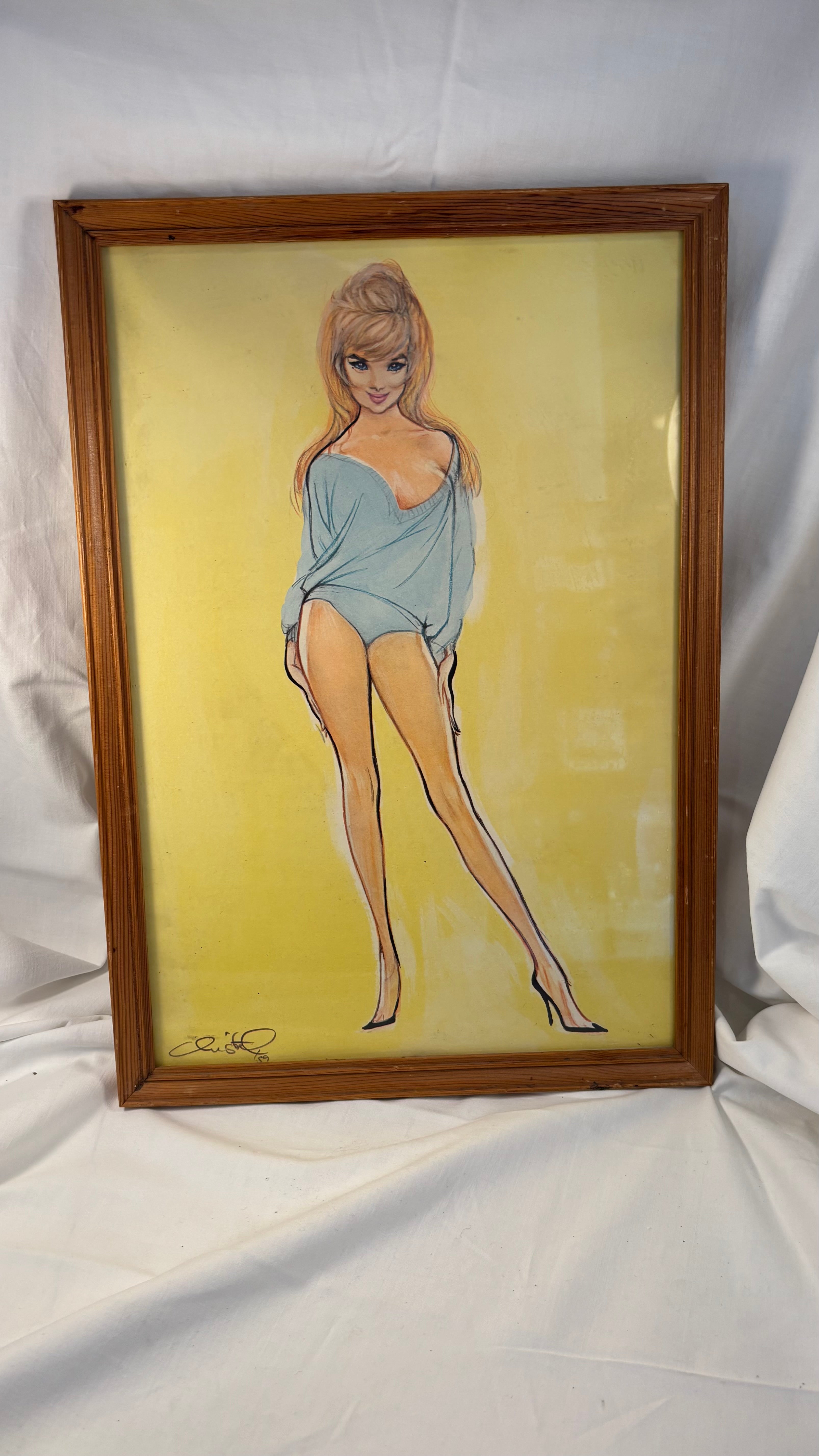 Vintage pin-up billede af lyshåret pige