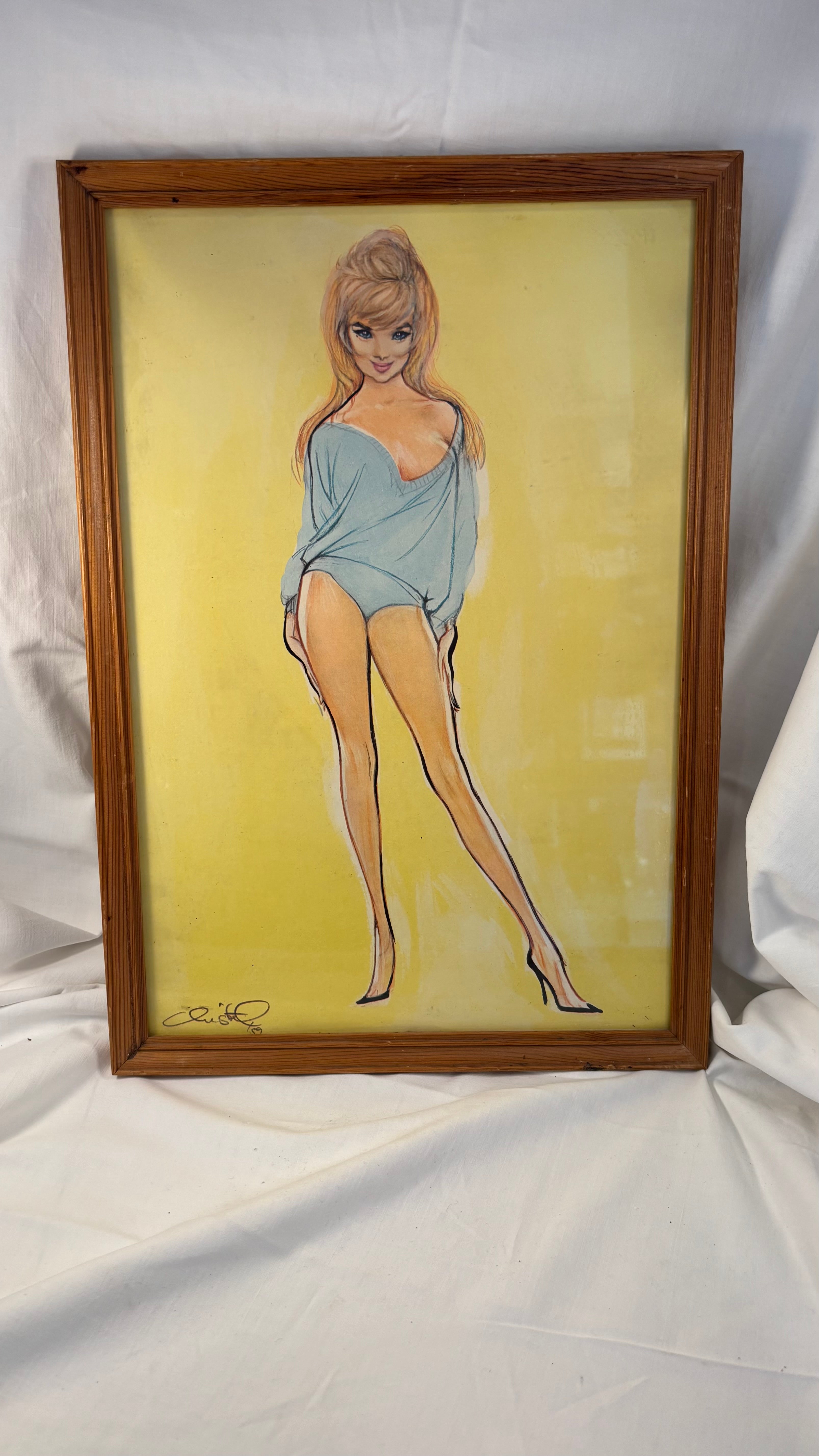 Vintage pin-up billede af lyshåret pige