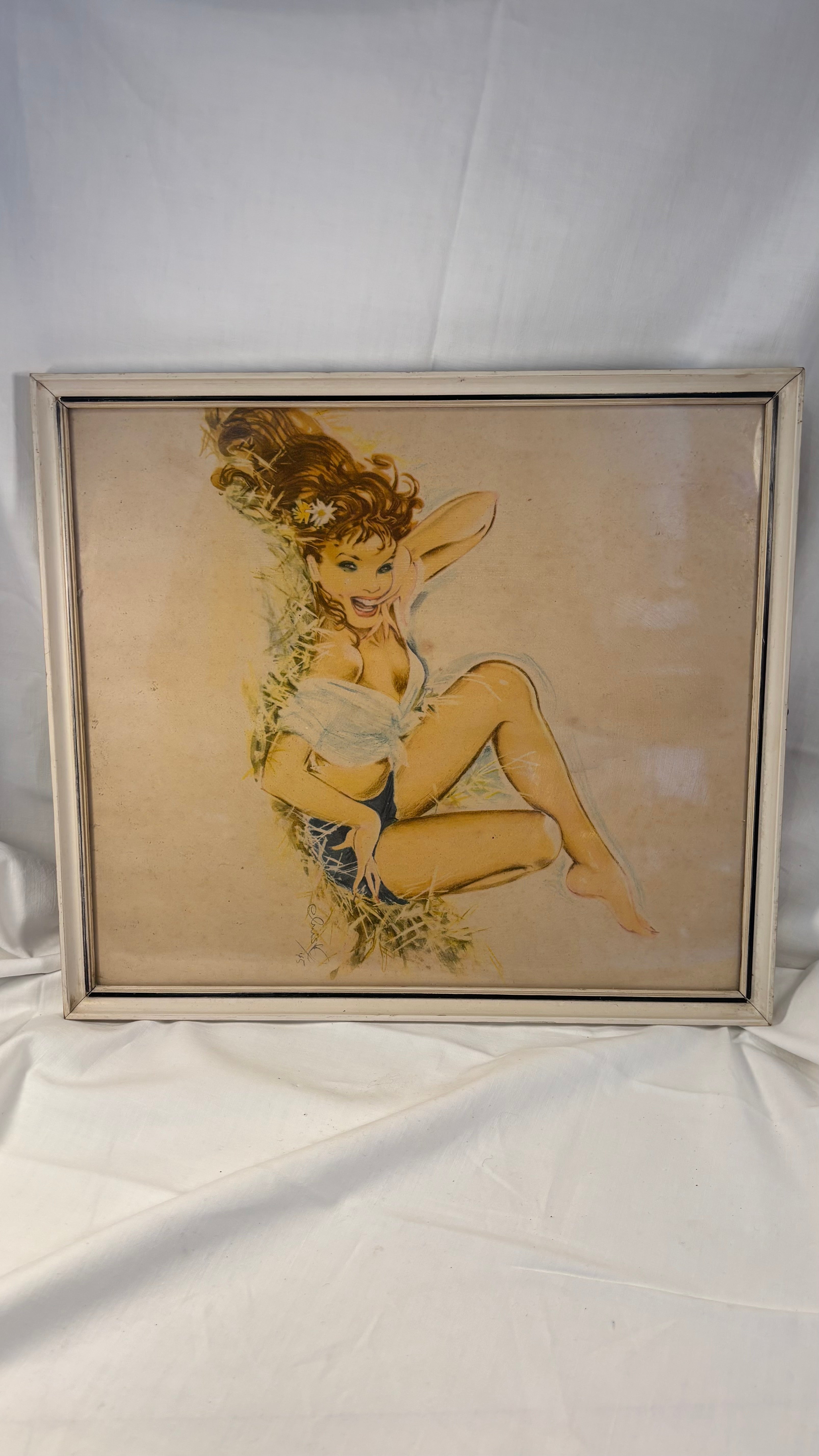 Vintage pin-up billede af liggende pige
