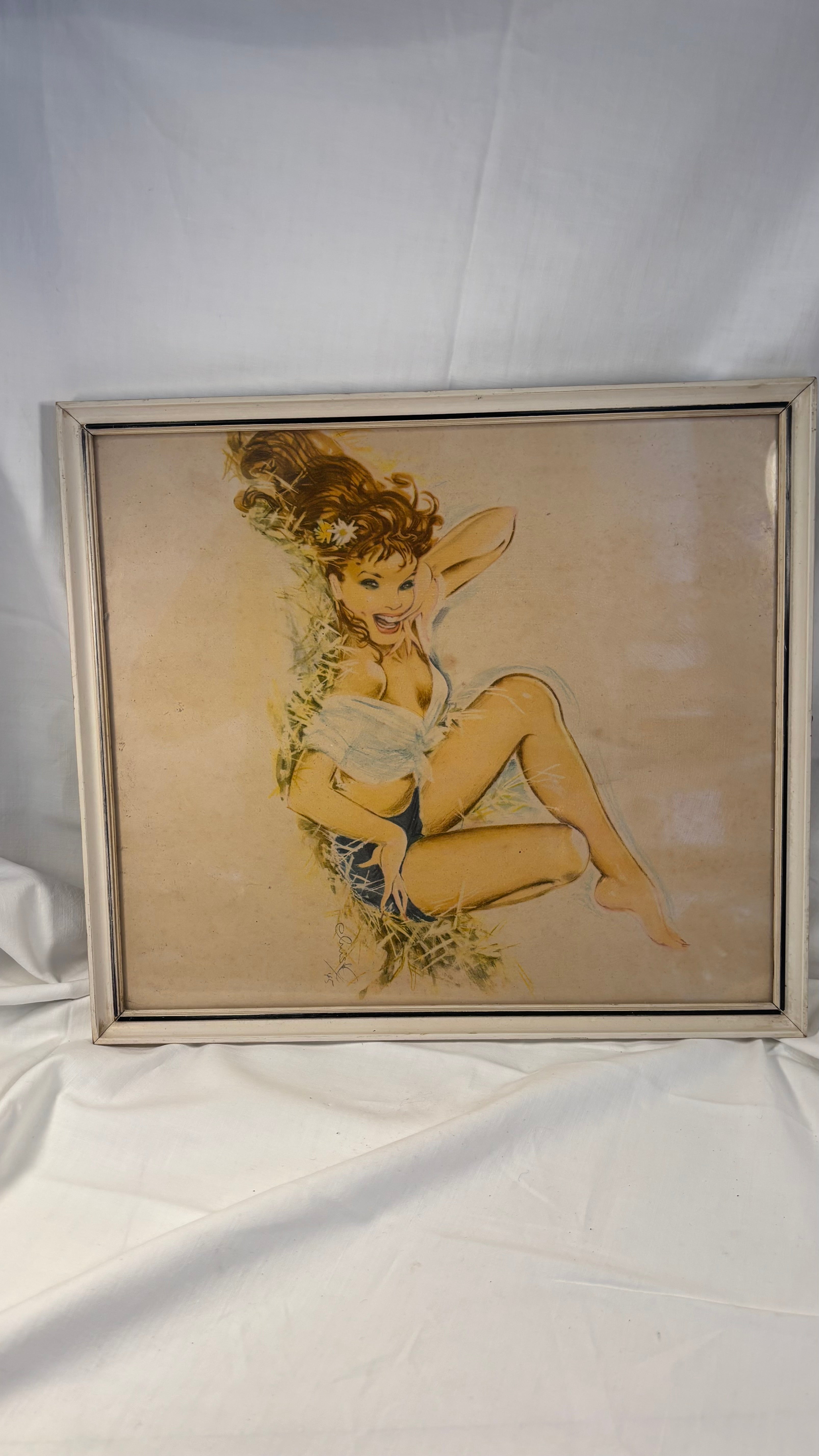Vintage pin-up billede af liggende pige